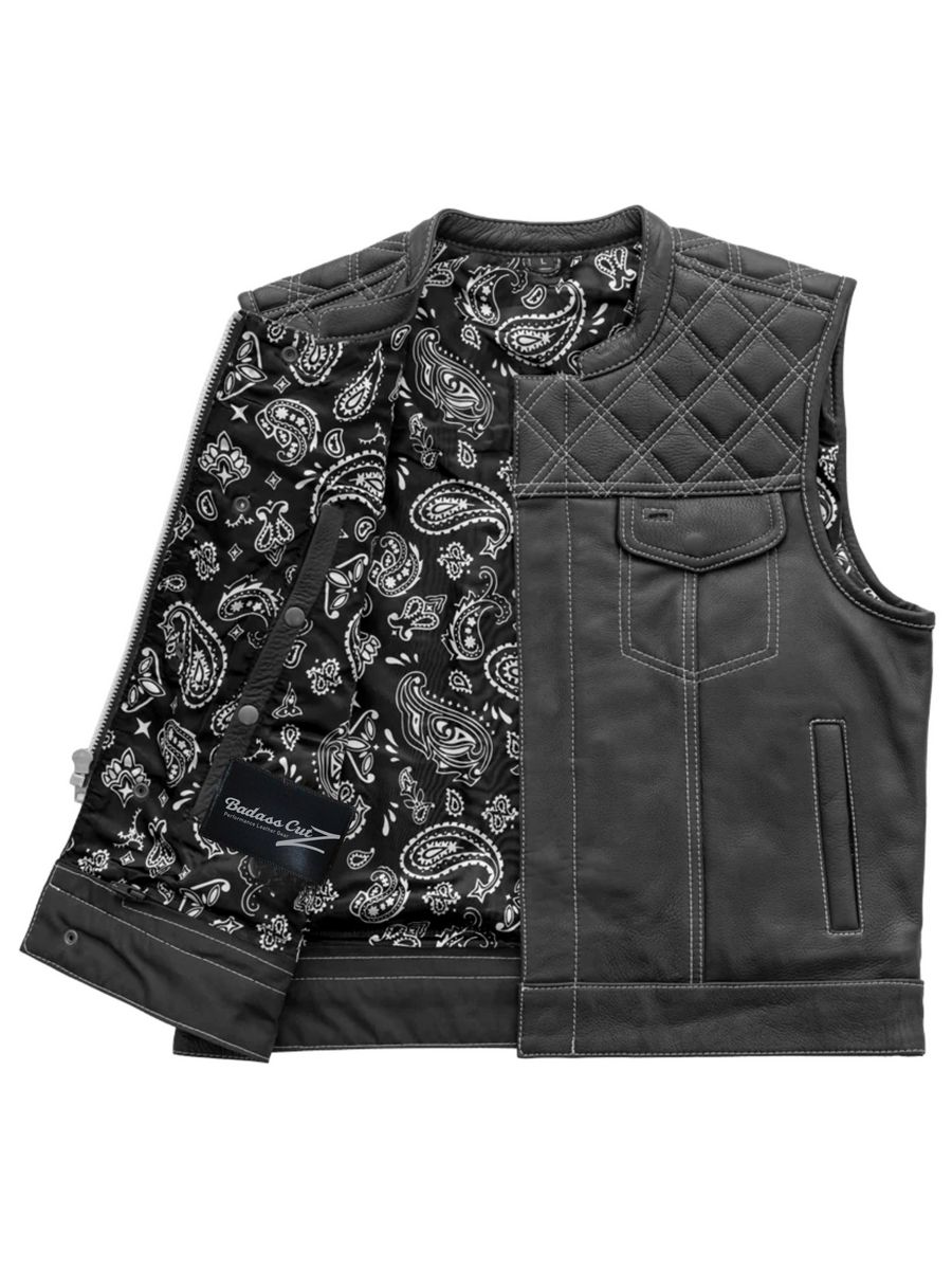 Succinct Men's Club Style Leather Vest (Black/White)