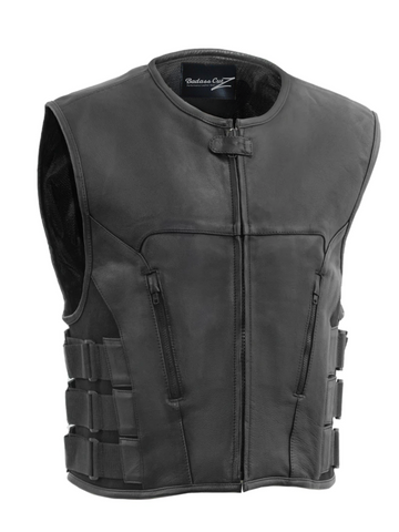 Terminator Men's Leather Swat Style Motorcycle Vest