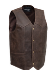 The Bad Brown Men's Motorcycle Western Style Leather Vest