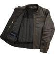 Danger Men's Motorcycle Leather Jacket - Brown