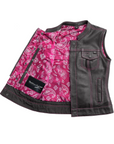 Jet Women's Motorcycle Leather Vest - Pink - Limited Edition