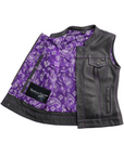 Jet Women's Motorcycle Leather Vest - Purple - Limited Edition