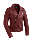 Roxy - Women's Motorcycle Leather Jacket oxblood