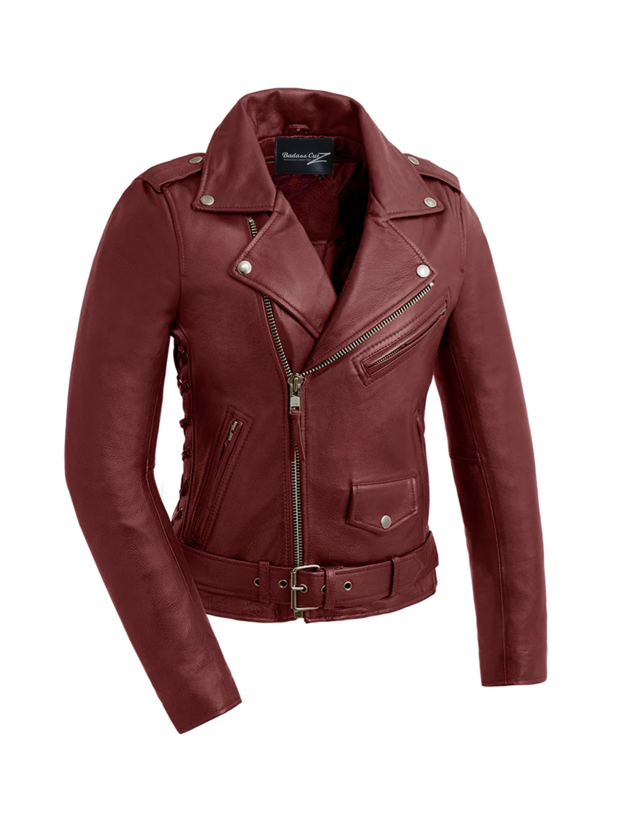 Roxy - Women's Motorcycle Leather Jacket oxblood