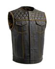 Blaze Men's Club Style Leather Vest - Gold