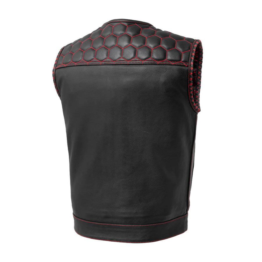 Blaze Men's Club Style Leather Vest - Red