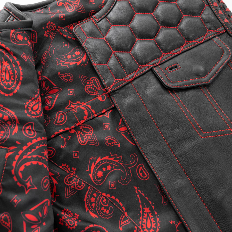 Blaze Men's Club Style Leather Vest - Red