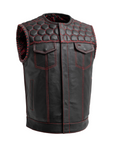 Blaze Men's Club Style Leather Vest - Red