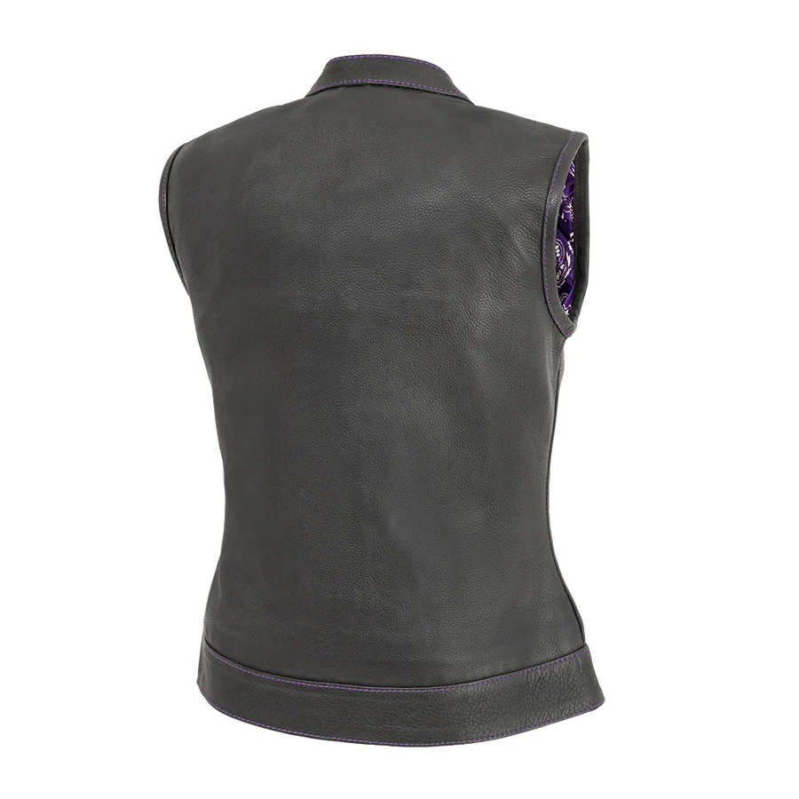 Jet Women's Motorcycle Leather Vest - Purple - Limited Edition