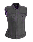 Jet Women's Motorcycle Leather Vest - Purple - Limited Edition