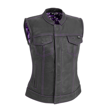 Jet Women's Motorcycle Leather Vest - Purple - Limited Edition