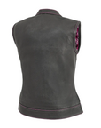 Jet Women's Motorcycle Leather Vest - Pink - Limited Edition