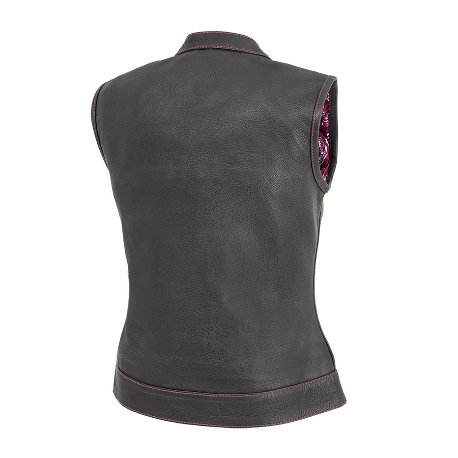 Jet Women's Motorcycle Leather Vest - Pink - Limited Edition