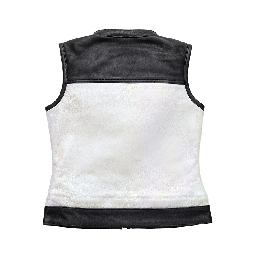 Vikki Women's Club Style Motorcycle Leather Vest - Limited Edition