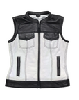 Vikki Women's Club Style Motorcycle Leather Vest - Limited Edition