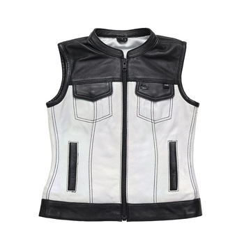 Vikki Women's Club Style Motorcycle Leather Vest - Limited Edition