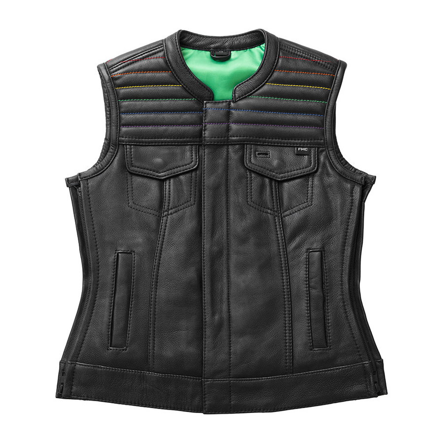 Phoebe Women's Club Style Motorcycle Leather Vest - Limited Edition