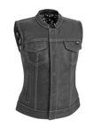 Jet Women's Motorcycle Leather Vest - White - Limited Edition