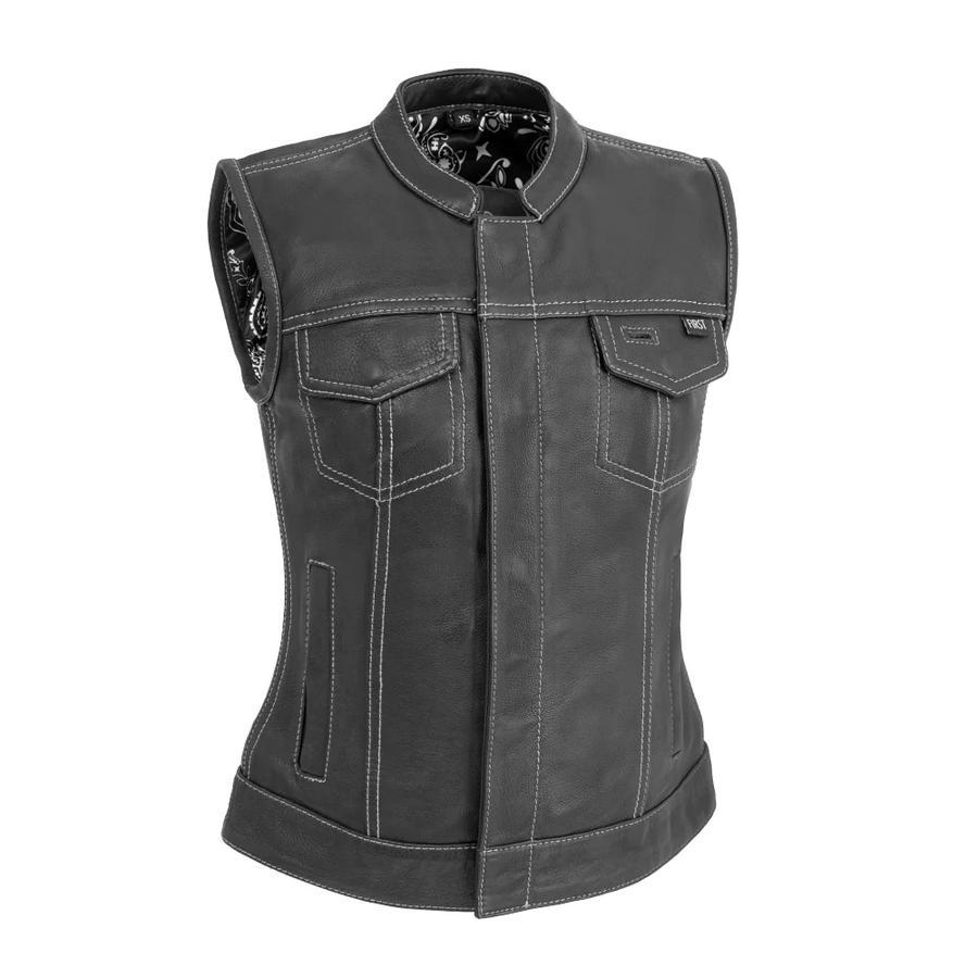 Jet Women's Motorcycle Leather Vest - White - Limited Edition