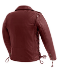 Roxy - Women's Motorcycle Leather Jacket oxblood