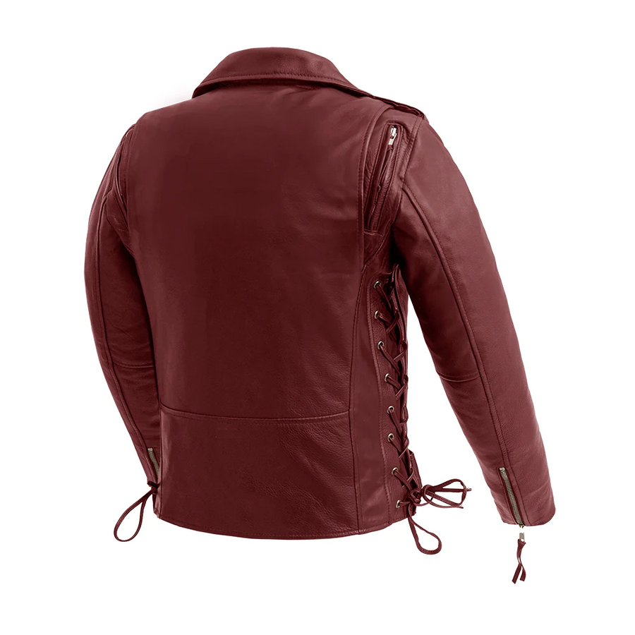 Roxy - Women's Motorcycle Leather Jacket oxblood