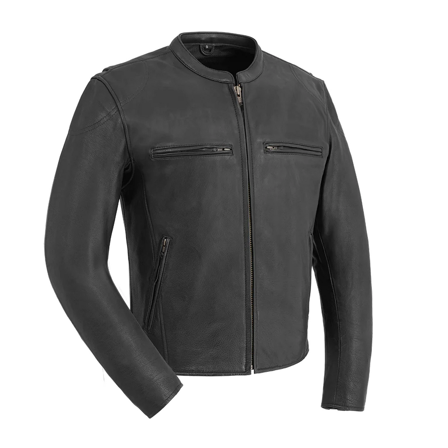 Lynx Men's Motorcycle Leather Jacket - Black