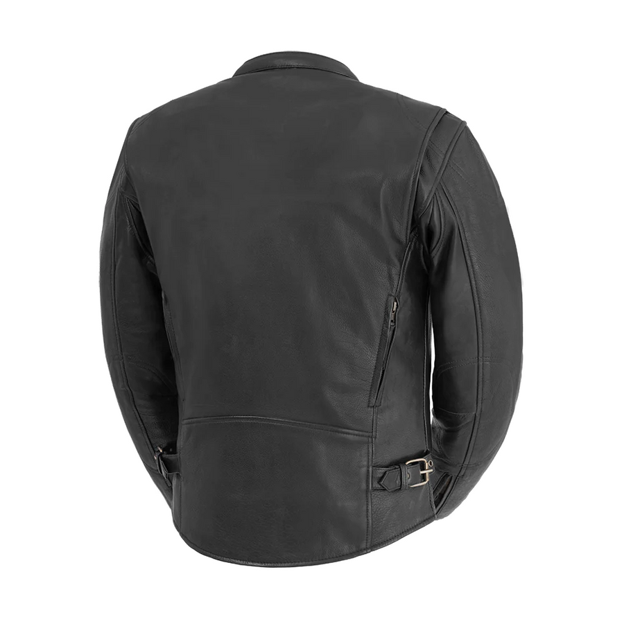 Lynx Men's Motorcycle Leather Jacket - Black