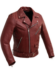 Ez Ryder Men's Motorcycle Leather Jacket - Oxblood