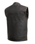 Nomad Men's Motorcycle Leather Vest - Olive