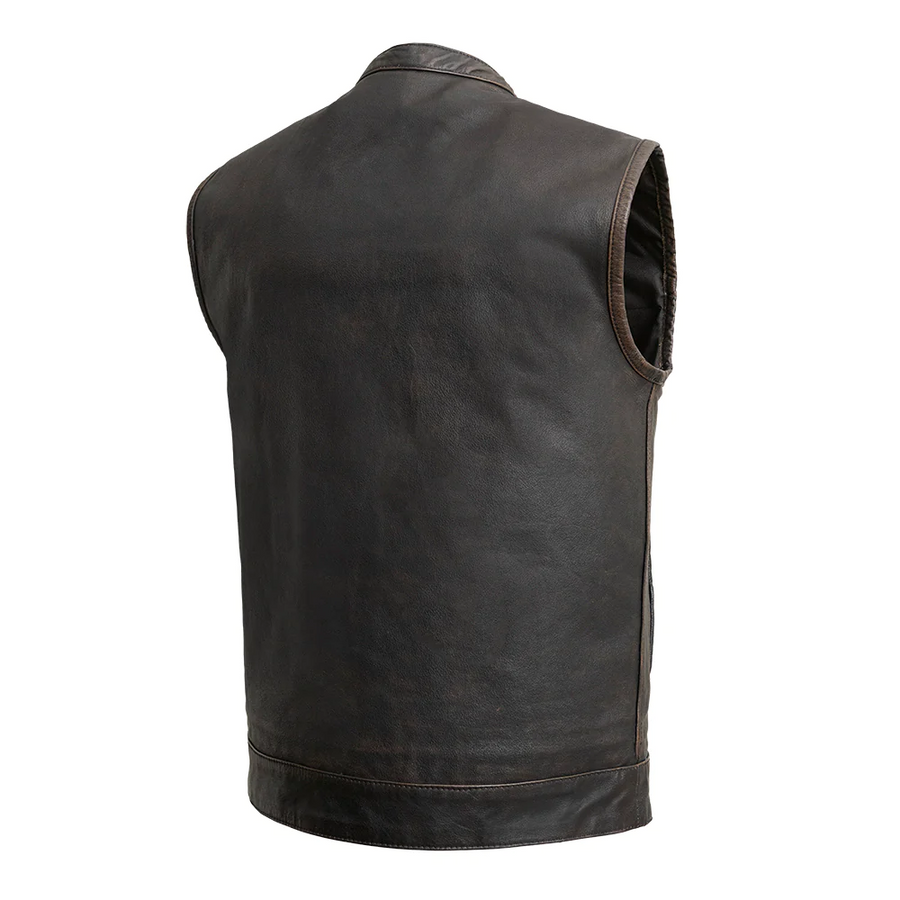 Nomad Men's Motorcycle Leather Vest - Olive