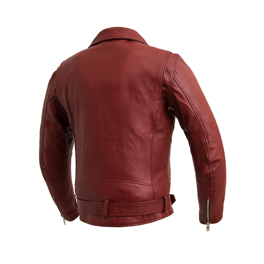 Ez Ryder Men's Motorcycle Leather Jacket - Oxblood