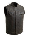 Nomad Men's Motorcycle Leather Vest - Olive