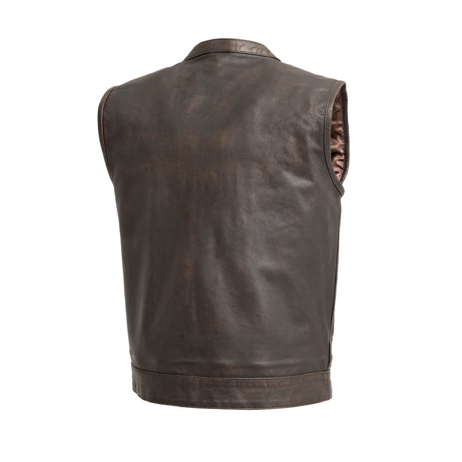 Nomad Men's Motorcycle Leather Vest - Brown