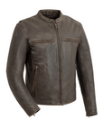 Lynx Men's Motorcycle Leather Jacket - Antique Brown