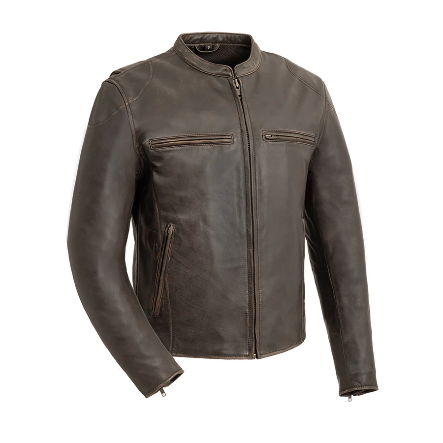 Lynx Men's Motorcycle Leather Jacket - Antique Brown