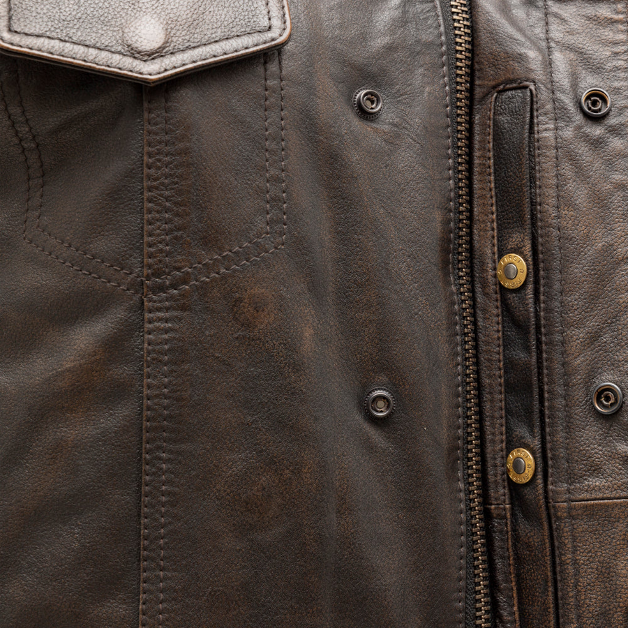 Nomad Men's Motorcycle Leather Vest - Brown