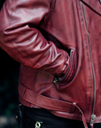 Ez Ryder Men's Motorcycle Leather Jacket - Oxblood