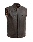 Nomad Men's Motorcycle Leather Vest - Brown