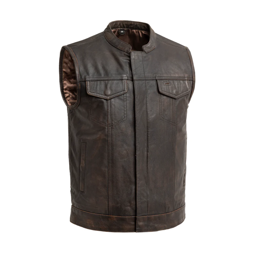 Nomad Men's Motorcycle Leather Vest - Brown