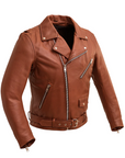 Ez Ryder Men's Motorcycle Leather Jacket - Whiskey