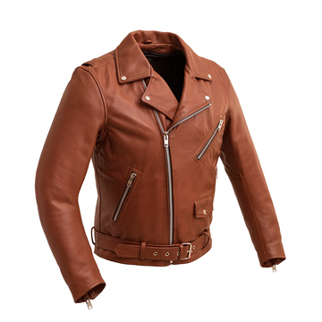 Ez Ryder Men's Motorcycle Leather Jacket - Whiskey