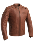 Buster Men's Motorcycle Leather Jacket - Whiskey