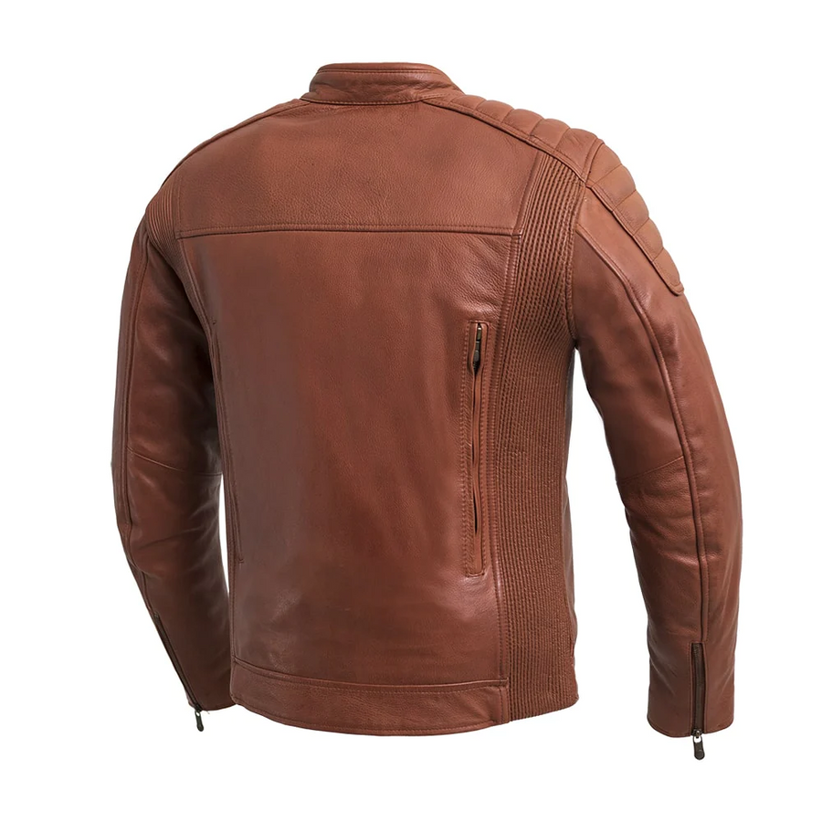 Buster Men's Motorcycle Leather Jacket - Whiskey