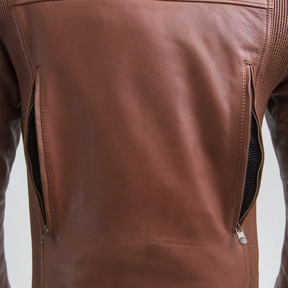 Buster Men's Motorcycle Leather Jacket - Whiskey