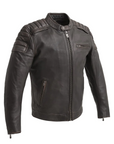 Buster Men's Motorcycle Leather Jacket - Brown/Beige