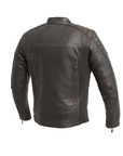 Buster Men's Motorcycle Leather Jacket - Brown/Beige