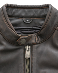 Buster Men's Motorcycle Leather Jacket - Brown/Beige