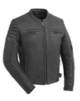 Danger Men's Motorcycle Leather Jacket - Black