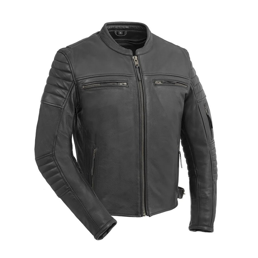 Danger Men's Motorcycle Leather Jacket - Black