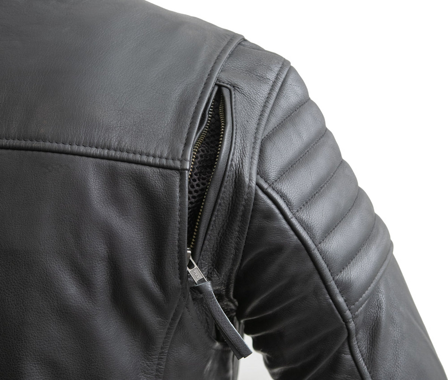 Danger Men's Motorcycle Leather Jacket - Black